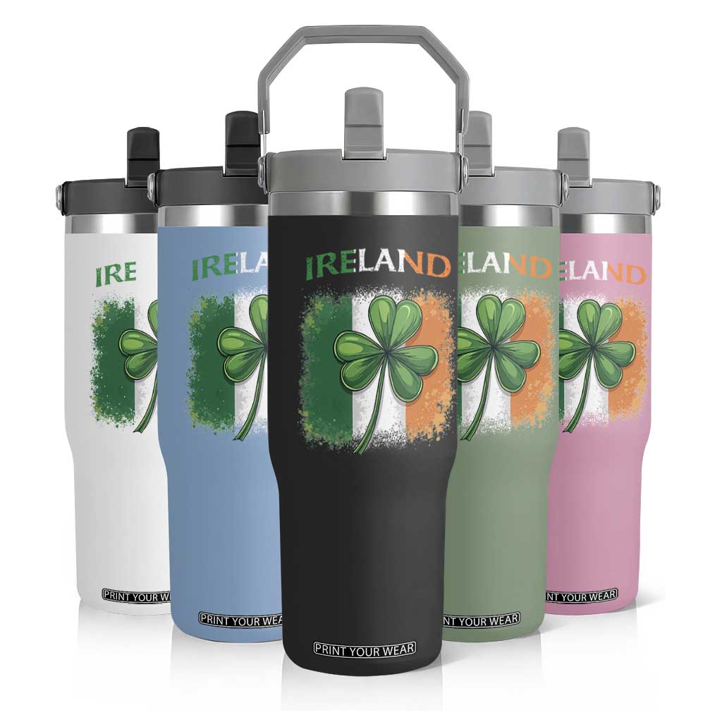 Vintage Ireland Shamrock Irish Flag St Patricks Day Flip Straw Tumbler TS14 Print Your Wear