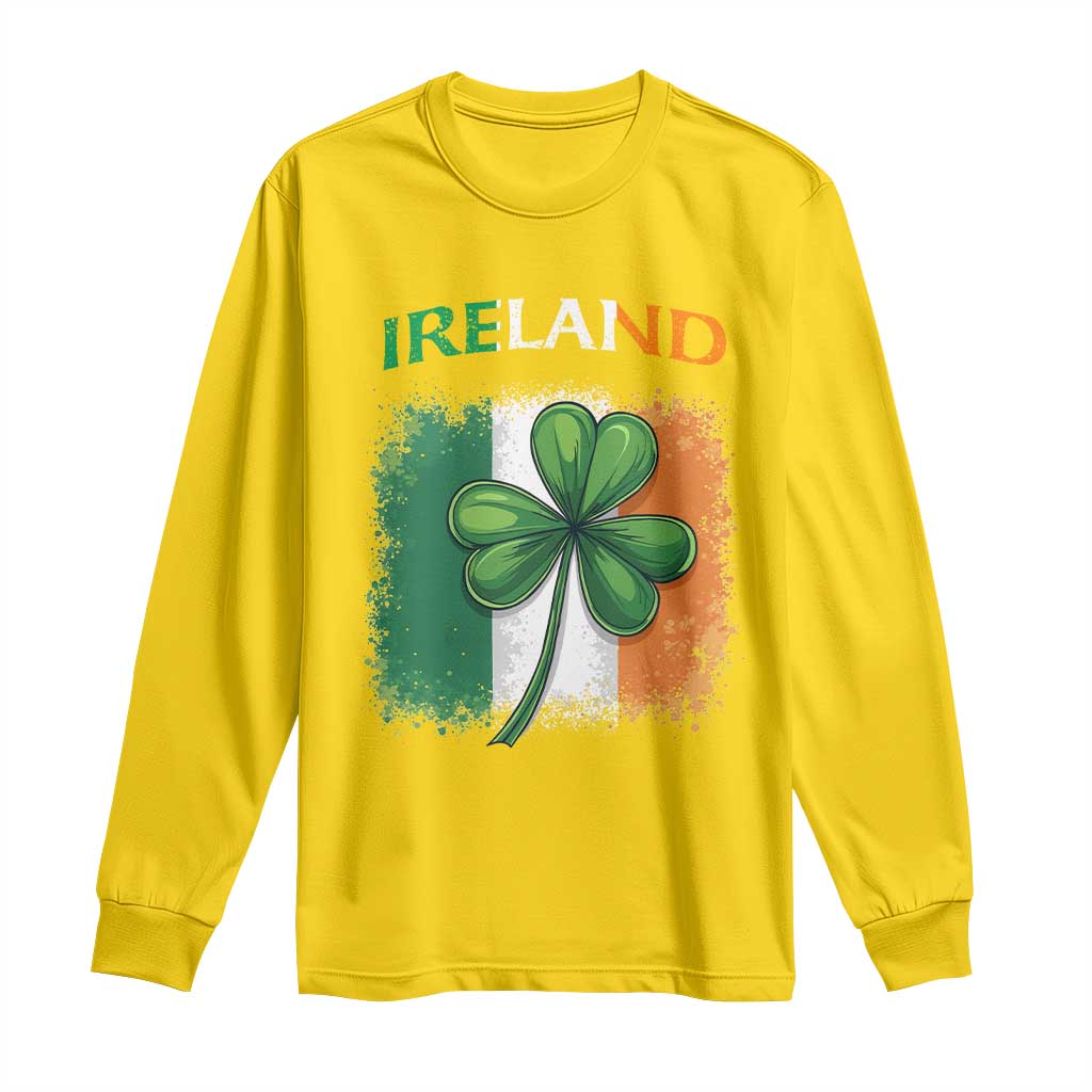 Vintage Ireland Shamrock Irish Flag - St Patricks Day Long Sleeve Shirt TS14 Daisy Print Your Wear
