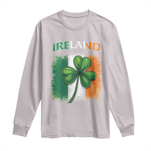 Vintage Ireland Shamrock Irish Flag - St Patricks Day Long Sleeve Shirt TS14 Ice Gray Print Your Wear
