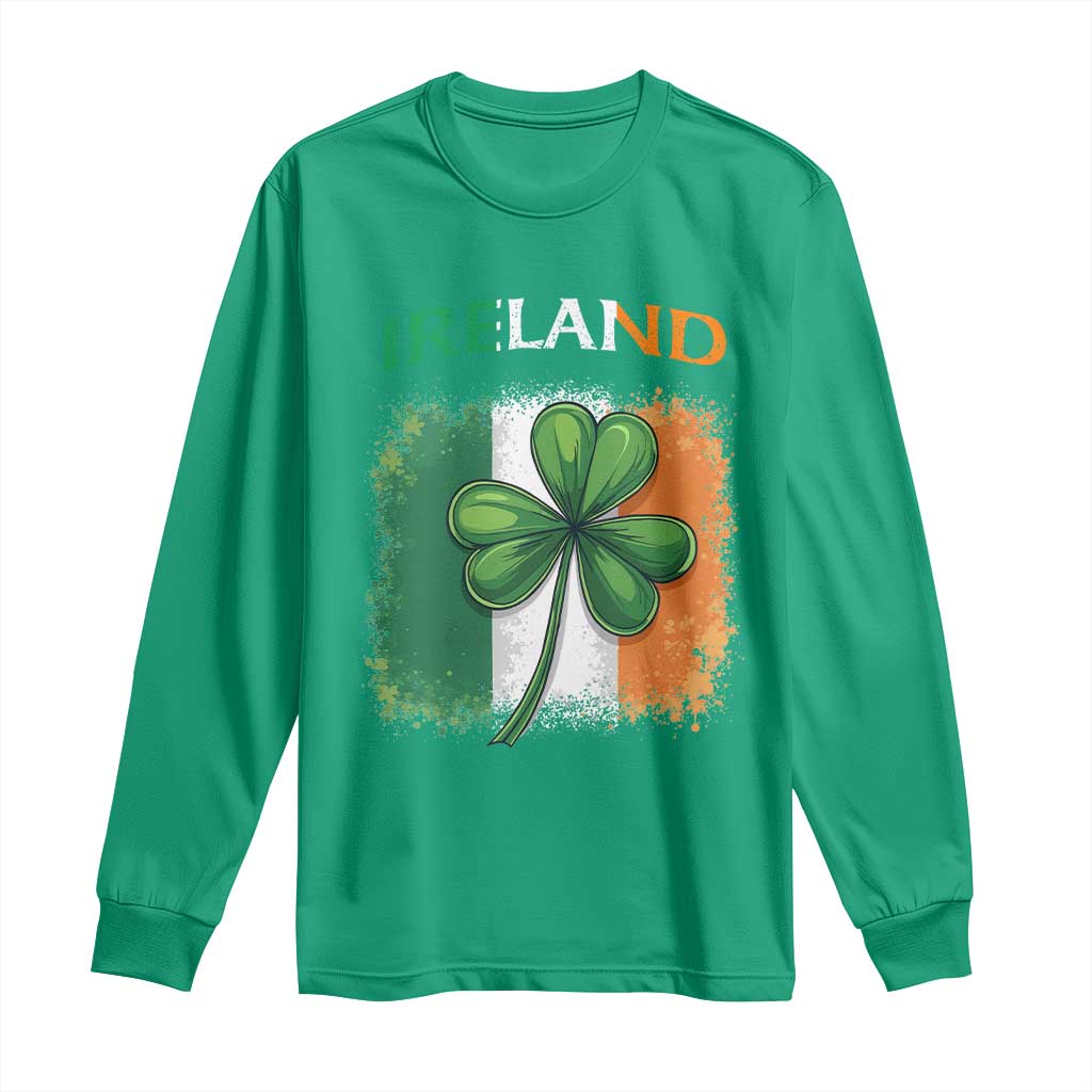 Vintage Ireland Shamrock Irish Flag - St Patricks Day Long Sleeve Shirt TS14 Irish Green Print Your Wear