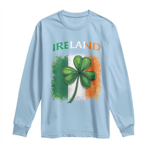 Vintage Ireland Shamrock Irish Flag - St Patricks Day Long Sleeve Shirt TS14 Light Blue Print Your Wear