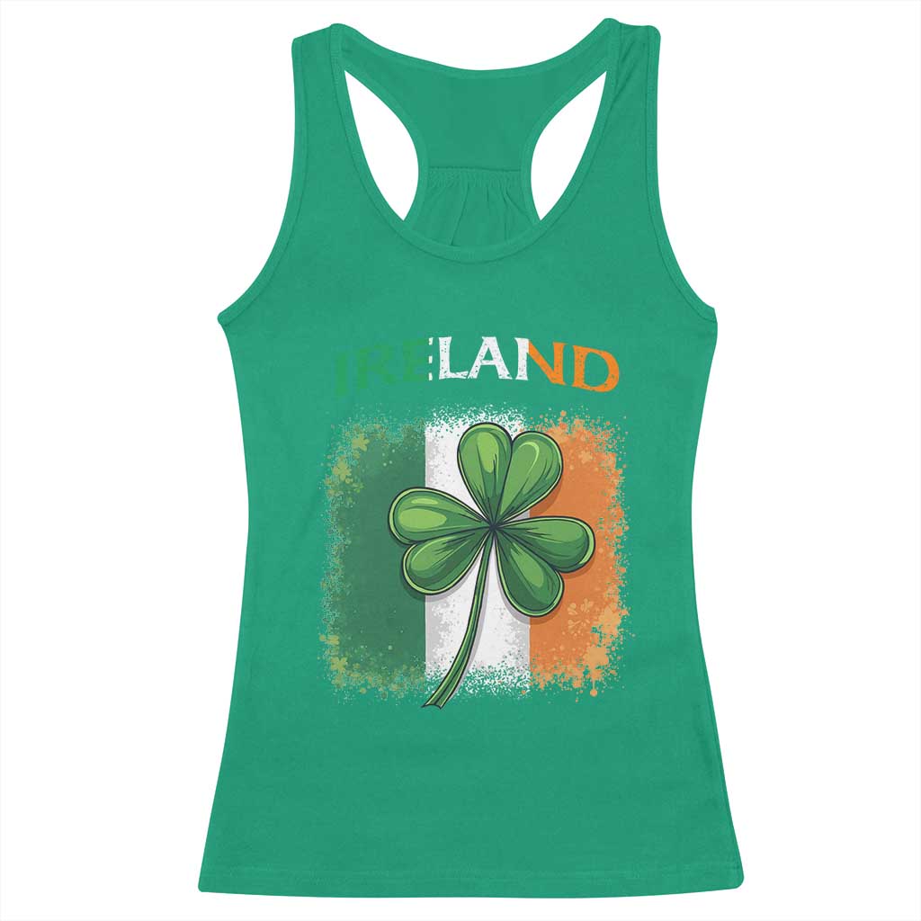Vintage Ireland Shamrock Irish Flag St Patricks Day Racerback Tank Top TS14 Irish Green Print Your Wear