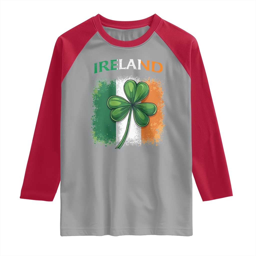 Vintage Ireland Shamrock Irish Flag St Patricks Day Raglan Shirt TS14 Sport Gray Red Print Your Wear