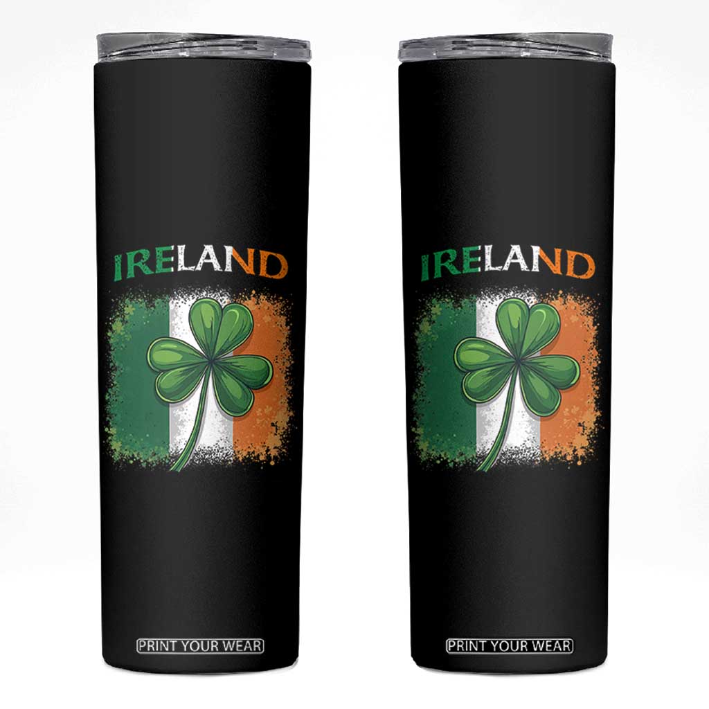 Vintage Ireland Shamrock Irish Flag St Patricks Day Skinny Tumbler TS14 Black Print Your Wear