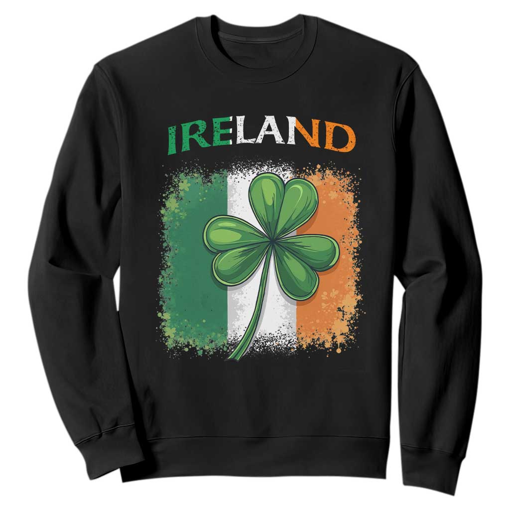 Vintage Ireland Shamrock Irish Flag St Patricks Day Sweatshirt TS14 Black Print Your Wear