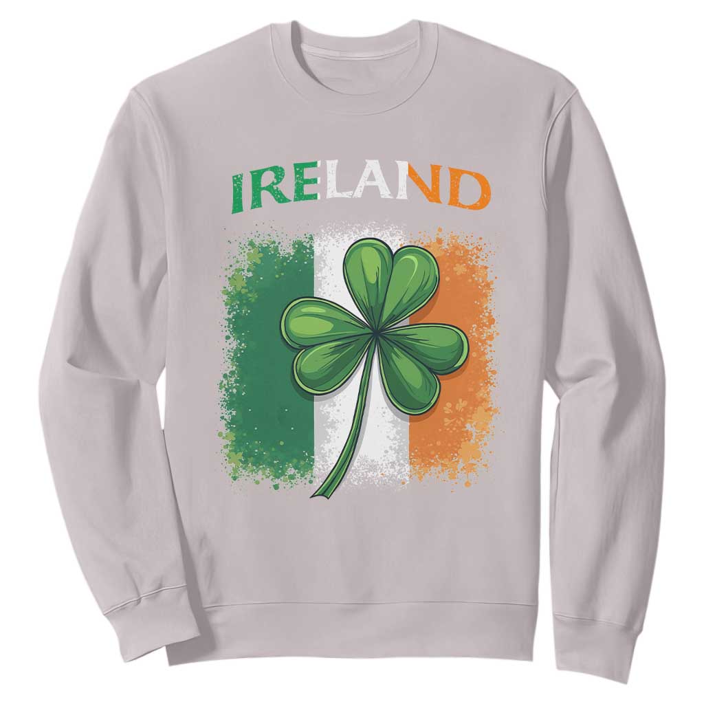 Vintage Ireland Shamrock Irish Flag St Patricks Day Sweatshirt TS14 Ice Gray Print Your Wear