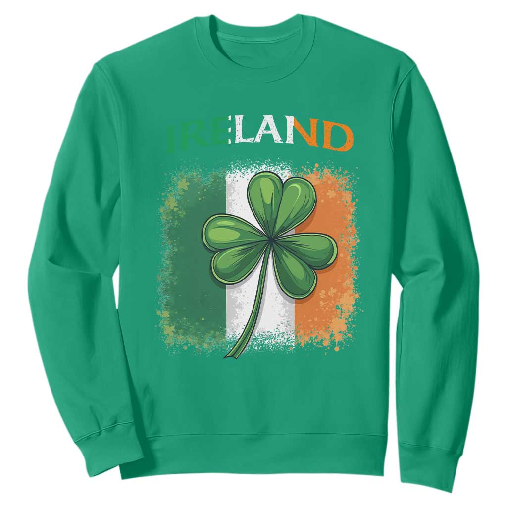 Vintage Ireland Shamrock Irish Flag St Patricks Day Sweatshirt TS14 Irish Green Print Your Wear