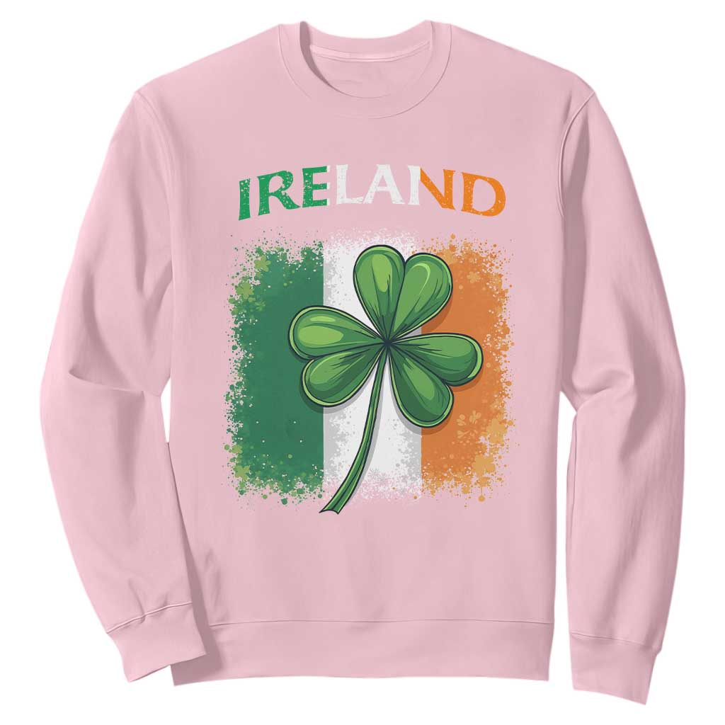 Vintage Ireland Shamrock Irish Flag St Patricks Day Sweatshirt TS14 Light Pink Print Your Wear