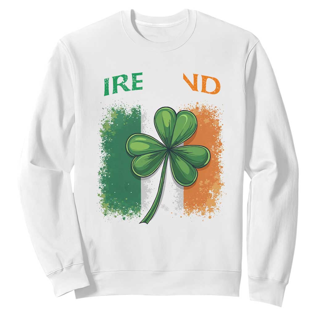 Vintage Ireland Shamrock Irish Flag St Patricks Day Sweatshirt TS14 White Print Your Wear