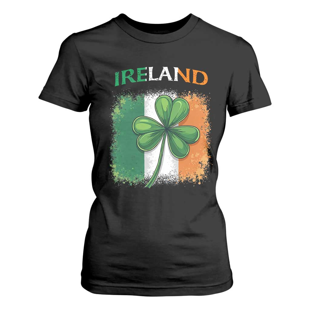 Vintage Ireland Shamrock Irish Flag St Patricks Day T Shirt For Women TS14 Black Print Your Wear