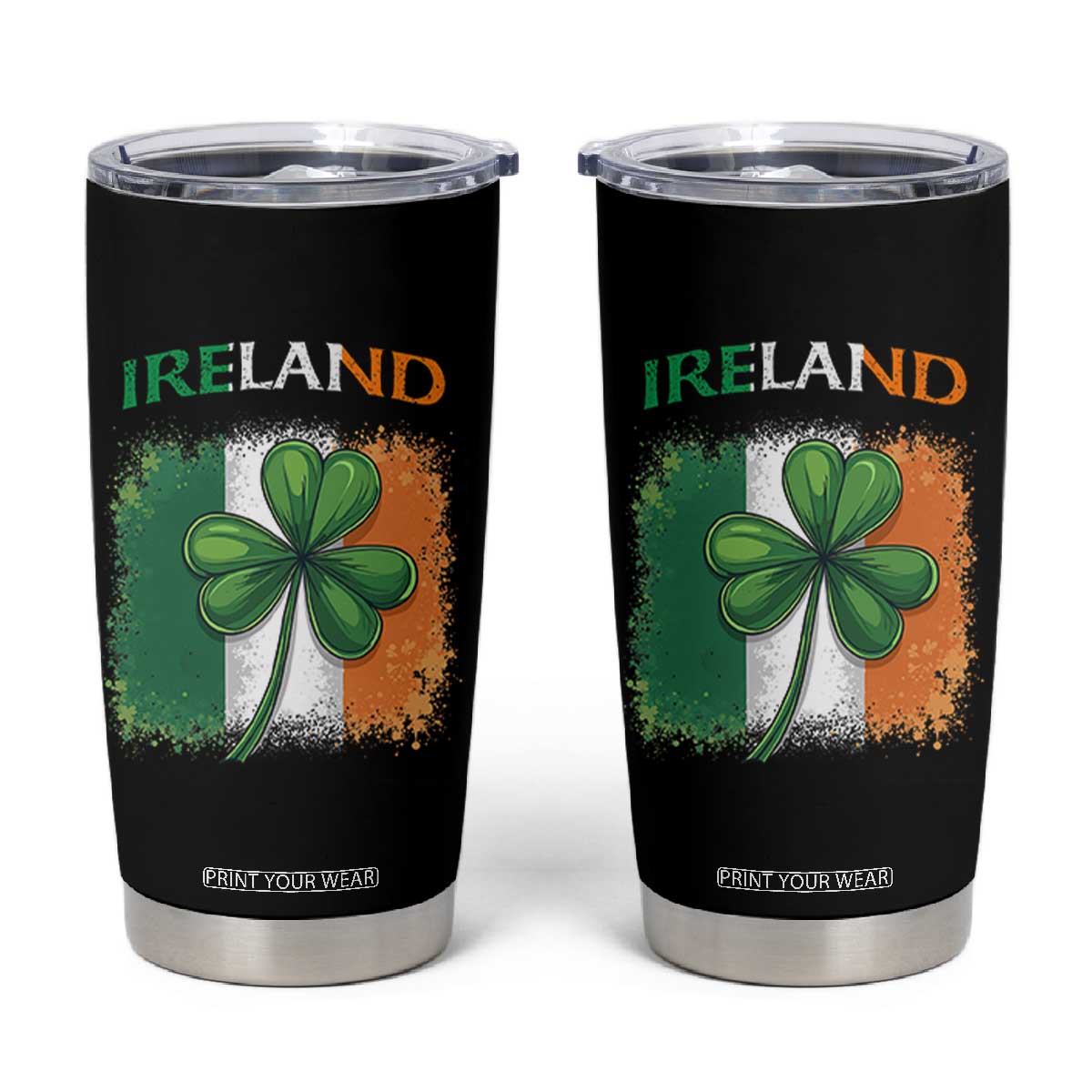 Vintage Ireland Shamrock Irish Flag St Patricks Day Tumbler Cup TS14 Black Print Your Wear