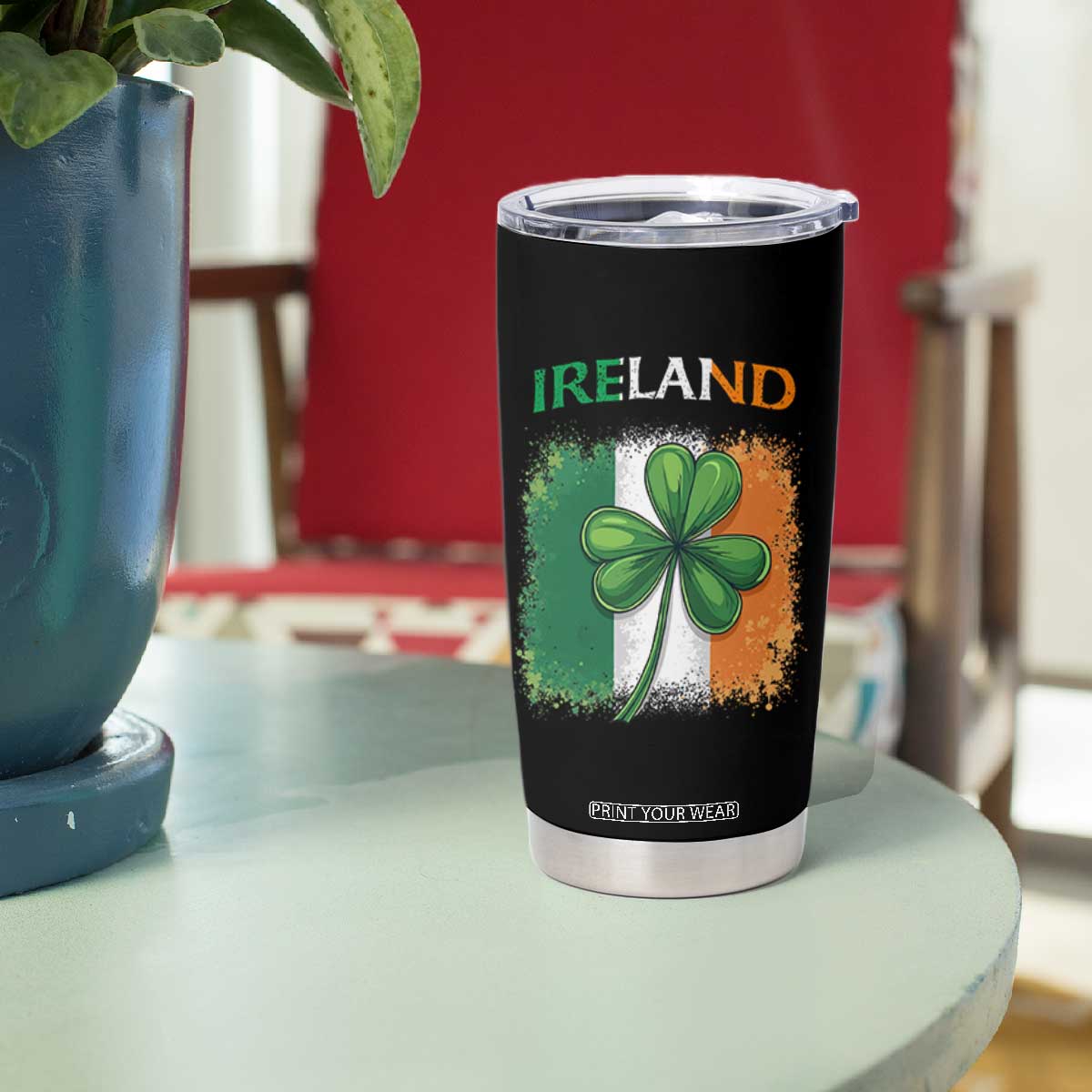 Vintage Ireland Shamrock Irish Flag St Patricks Day Tumbler Cup TS14 Print Your Wear