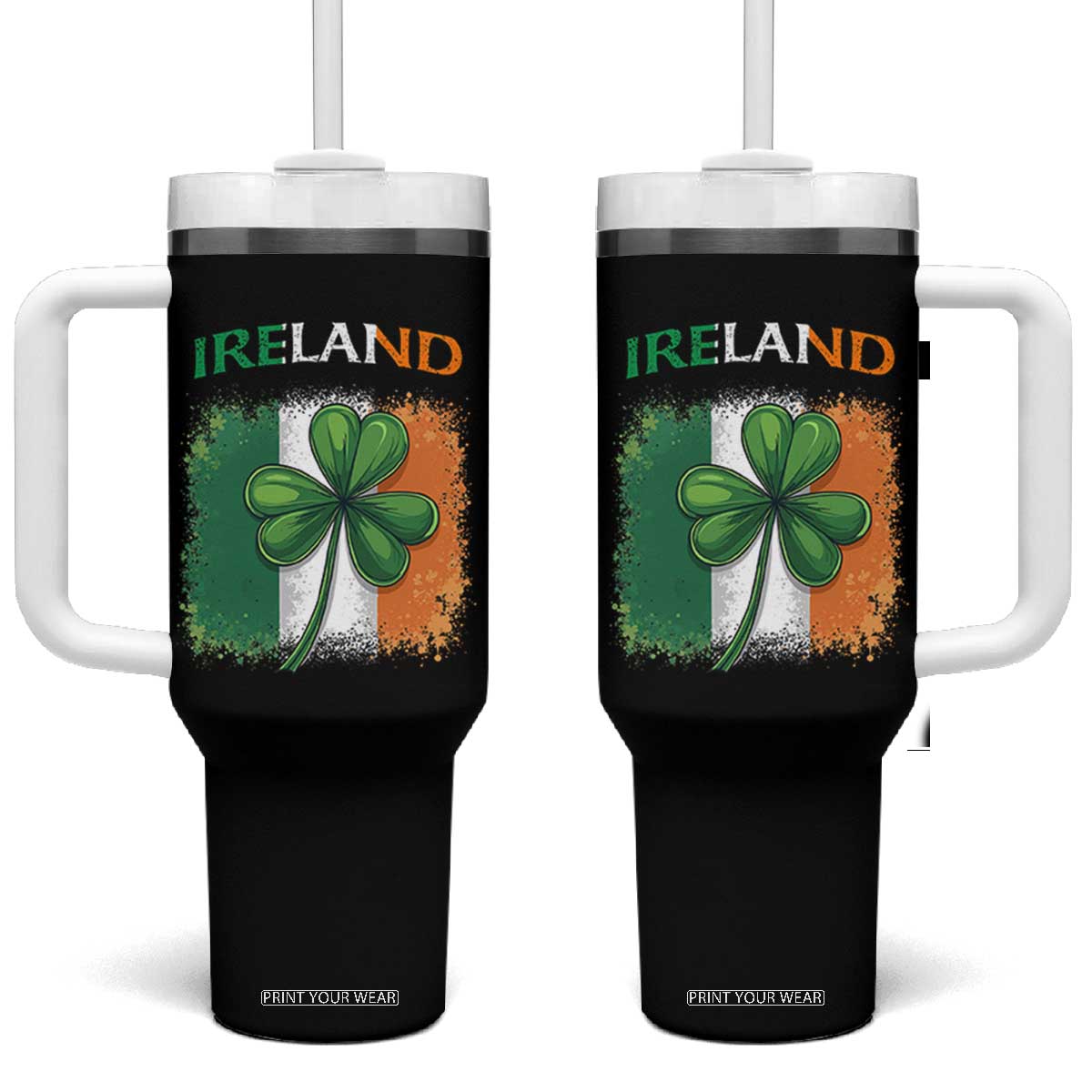 Vintage Ireland Shamrock Irish Flag - St Patricks Day Tumbler TS14 One Size: 40 oz Black Print Your Wear