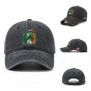 Vintage Ireland Shamrock Irish Flag St Patricks Day Washed Cotton Baseball Cap TS14 Washed Cap Universal Fit Dark Gray Print Your Wear