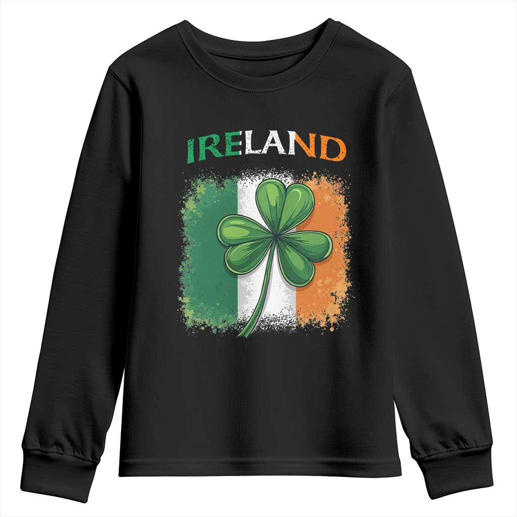 Vintage Ireland Shamrock Irish Flag St Patricks Day Youth Sweatshirt TS14 Black Print Your Wear