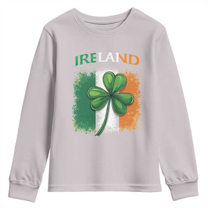 Vintage Ireland Shamrock Irish Flag St Patricks Day Youth Sweatshirt TS14 Ice Gray Print Your Wear