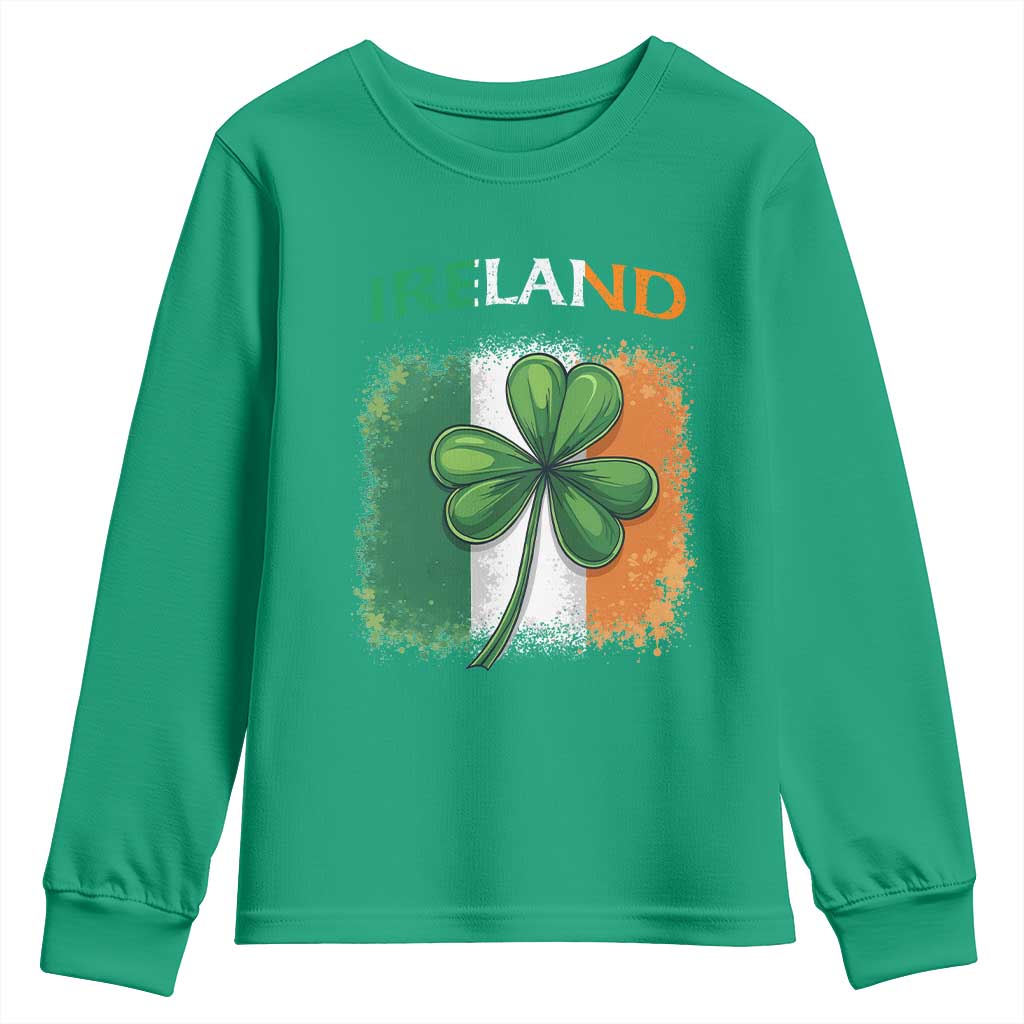 Vintage Ireland Shamrock Irish Flag St Patricks Day Youth Sweatshirt TS14 Irish Green Print Your Wear