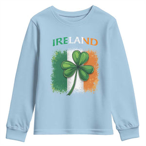 Vintage Ireland Shamrock Irish Flag St Patricks Day Youth Sweatshirt TS14 Light Blue Print Your Wear