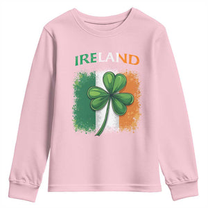Vintage Ireland Shamrock Irish Flag St Patricks Day Youth Sweatshirt TS14 Light Pink Print Your Wear