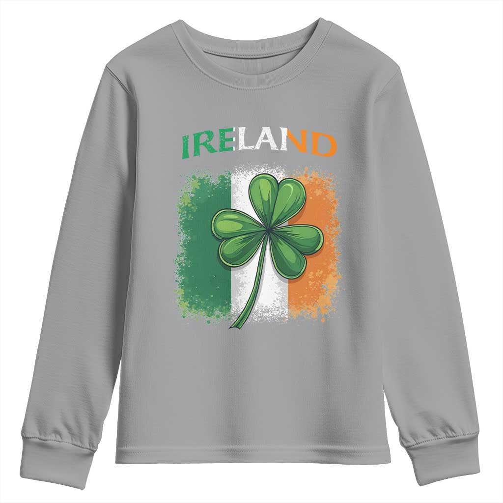 Vintage Ireland Shamrock Irish Flag St Patricks Day Youth Sweatshirt TS14 Sport Gray Print Your Wear