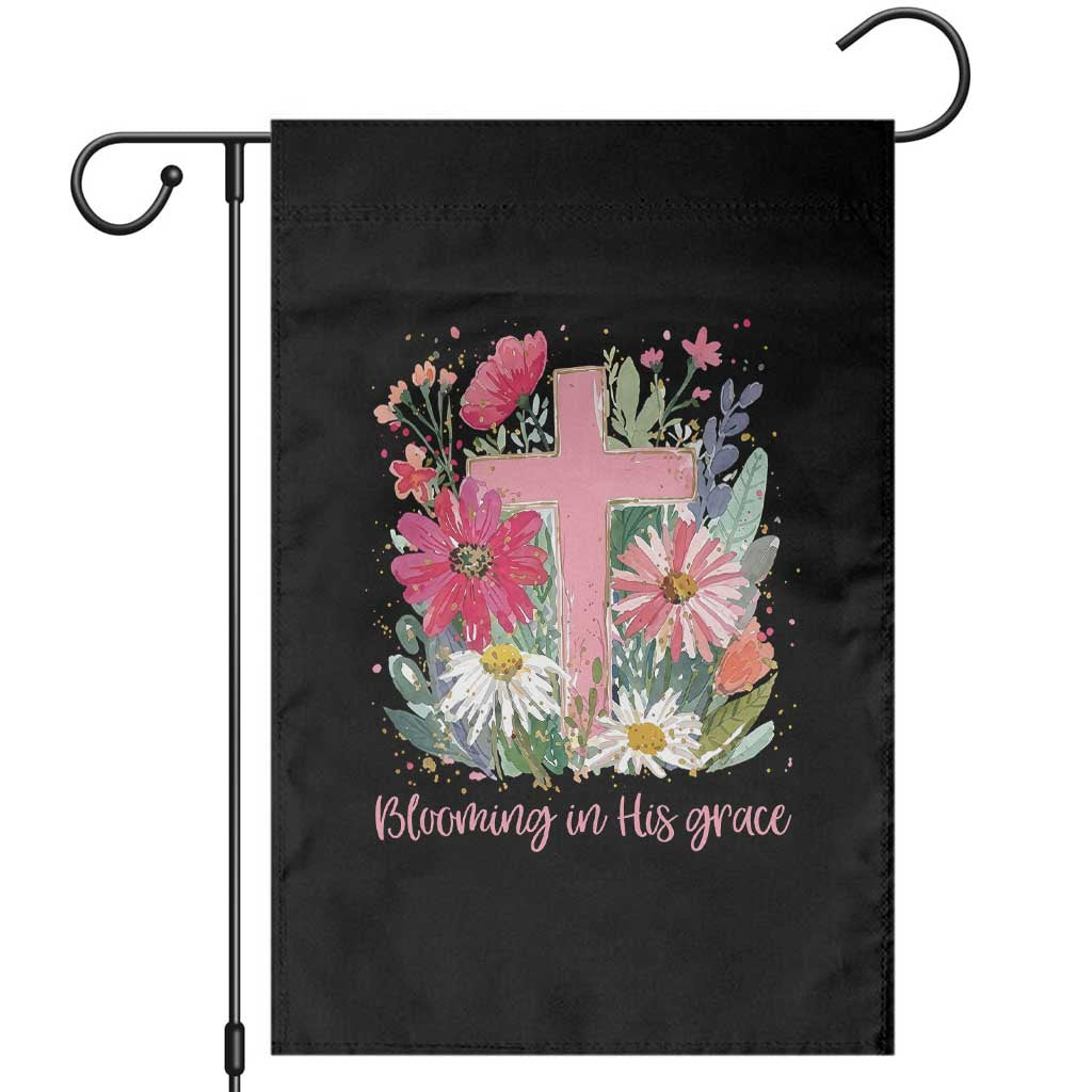 Blooming in His Grace Garden Flag Boho Wildflower Christian Faith Bible Verse TS14 Black Print Your Wear