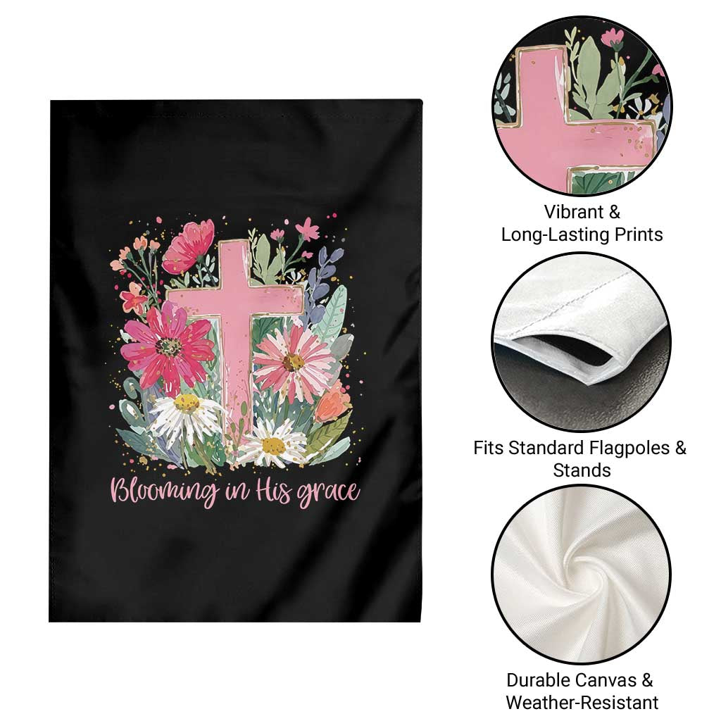 Blooming in His Grace Garden Flag Boho Wildflower Christian Faith Bible Verse TS14 Print Your Wear