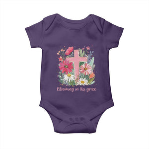 Blooming in His Grace Baby Onesie Boho Wildflower Christian Faith Bible Verse TS14 Purple Print Your Wear