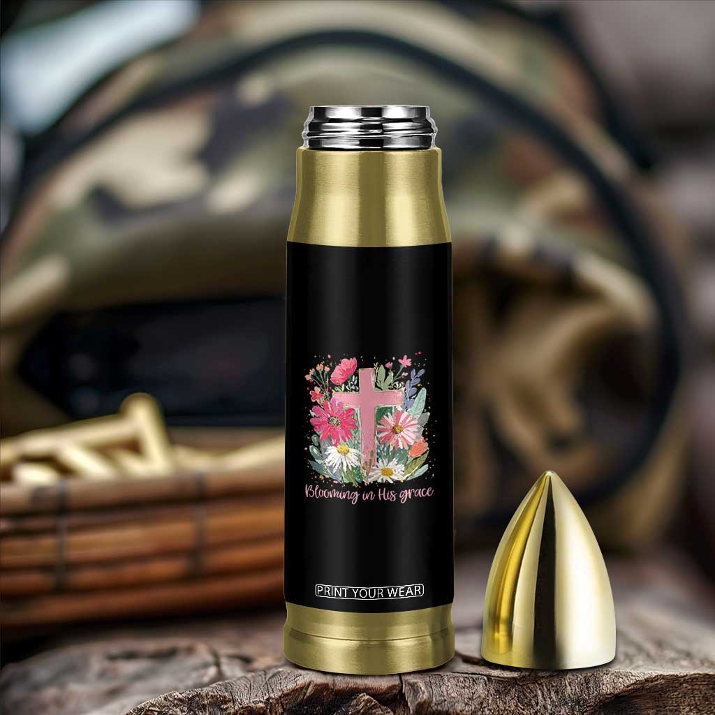 Blooming in His Grace Bullet Tumbler Boho Wildflower Christian Faith Bible Verse TS14 Print Your Wear