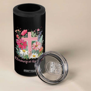 Blooming in His Grace 4 in 1 Can Cooler Tumbler Boho Wildflower Christian Faith Bible Verse TS14 Print Your Wear