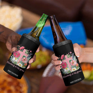 Blooming in His Grace 4 in 1 Can Cooler Tumbler Boho Wildflower Christian Faith Bible Verse TS14 Print Your Wear