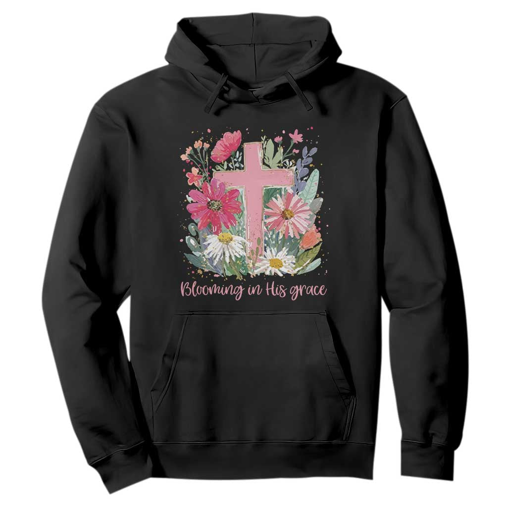 Blooming in His Grace Hoodie Boho Wildflower Christian Faith Bible Verse TS14 Black Print Your Wear