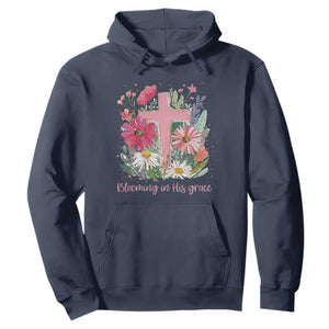 Blooming in His Grace Hoodie Boho Wildflower Christian Faith Bible Verse TS14 Navy Print Your Wear