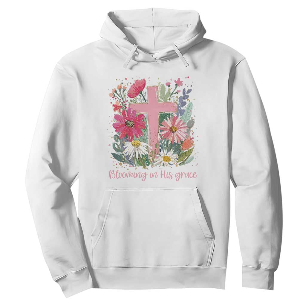 Blooming in His Grace Hoodie Boho Wildflower Christian Faith Bible Verse TS14 White Print Your Wear