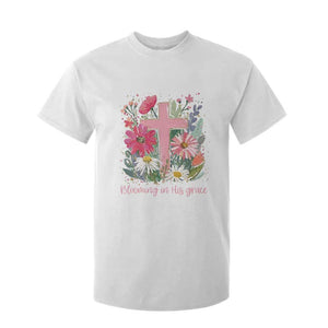 Blooming in His Grace T Shirt For Kid Boho Wildflower Christian Faith Bible Verse TS14 White Print Your Wear