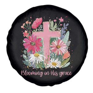 Blooming in His Grace Spare Tire Cover Boho Wildflower Christian Faith Bible Verse TS14 Print Your Wear
