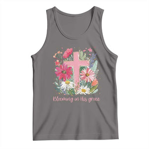 Blooming in His Grace Tank Top Boho Wildflower Christian Faith Bible Verse TS14 Deep Heather Print Your Wear