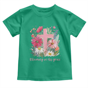Blooming in His Grace Toddler T Shirt Boho Wildflower Christian Faith Bible Verse TS14 Irish Green Print Your Wear