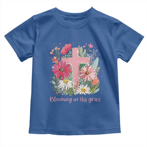 Blooming in His Grace Toddler T Shirt Boho Wildflower Christian Faith Bible Verse TS14 Royal Blue Print Your Wear