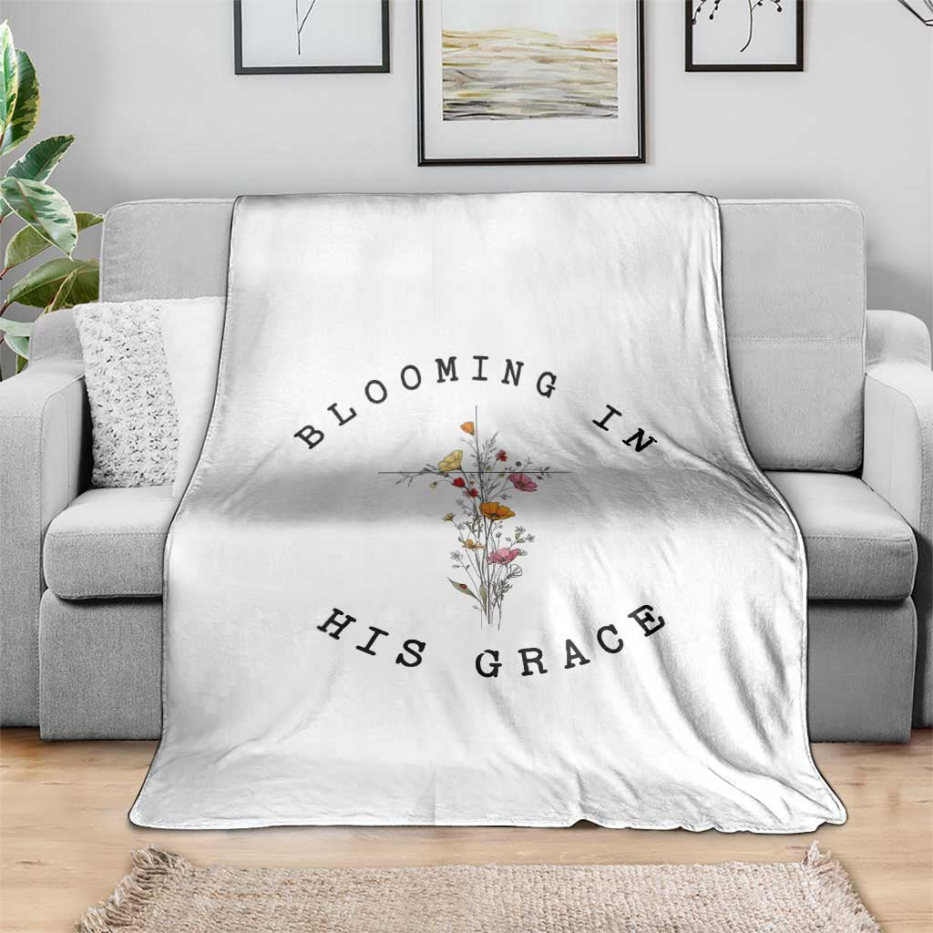 Blooming in His Grace Throw Blanket Boho Wildflower Christian Faith TS14 Print Your Wear
