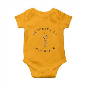 Blooming in His Grace Baby Onesie Boho Wildflower Christian Faith TS14 Gold Print Your Wear