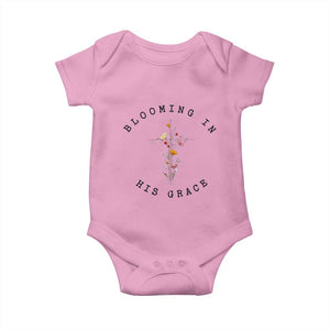 Blooming in His Grace Baby Onesie Boho Wildflower Christian Faith TS14 Light Pink Print Your Wear