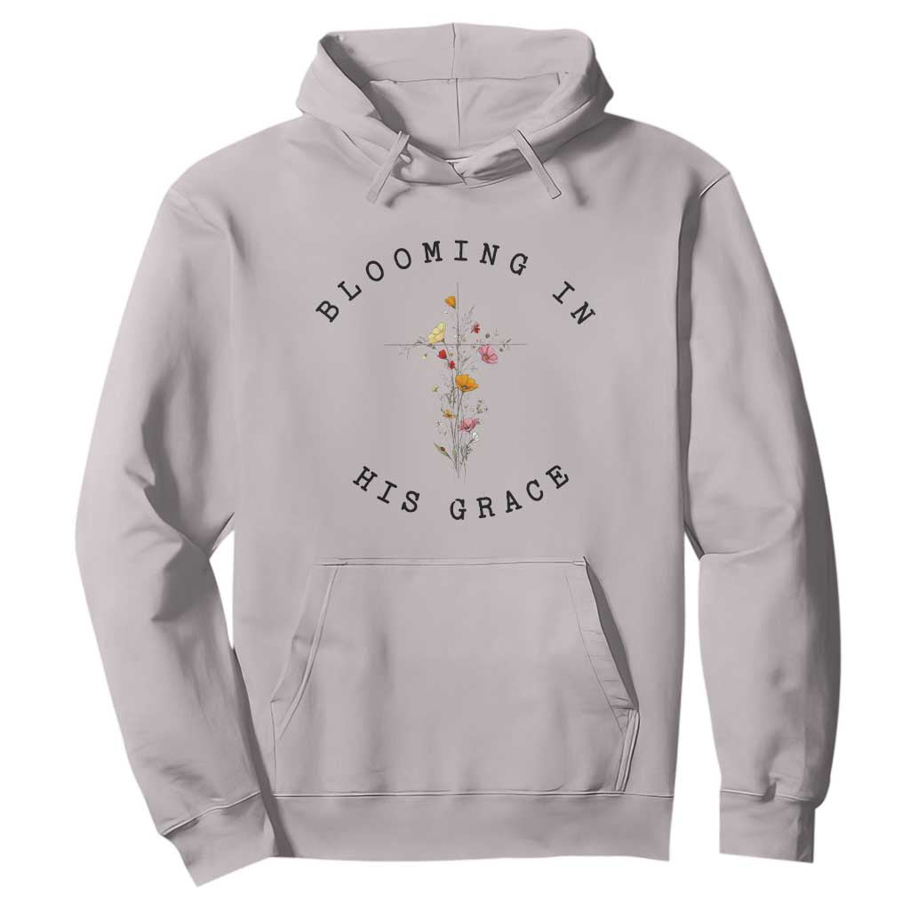 Blooming in His Grace Hoodie Boho Wildflower Christian Faith TS14 Ice Gray Print Your Wear
