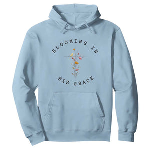 Blooming in His Grace Hoodie Boho Wildflower Christian Faith TS14 Light Blue Print Your Wear