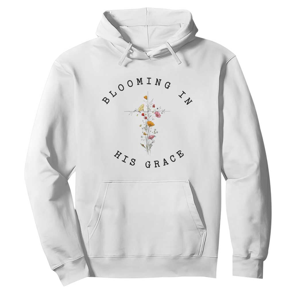 Blooming in His Grace Hoodie Boho Wildflower Christian Faith TS14 White Print Your Wear