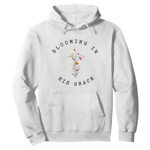 Blooming in His Grace Hoodie Boho Wildflower Christian Faith TS14 White Print Your Wear