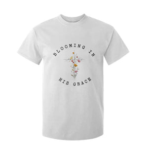 Blooming in His Grace T Shirt For Kid Boho Wildflower Christian Faith TS14 White Print Your Wear
