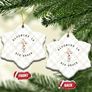 Blooming in His Grace Ceramic Ornament Boho Wildflower Christian Faith TS14 Print Your Wear
