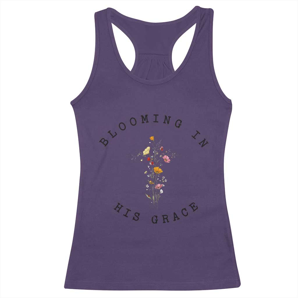 Blooming in His Grace Racerback Tank Top Boho Wildflower Christian Faith TS14 Purple Print Your Wear