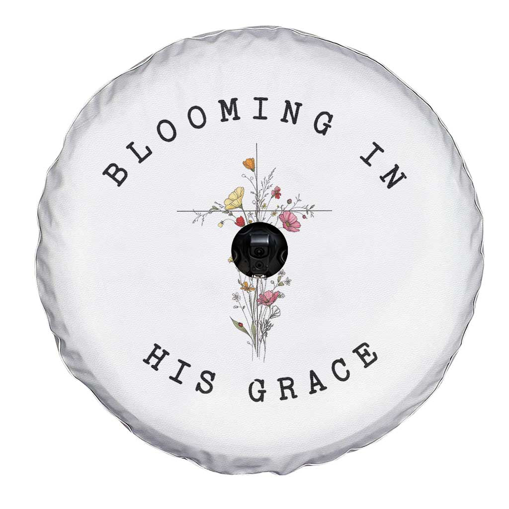Blooming in His Grace Spare Tire Cover Boho Wildflower Christian Faith TS14 Print Your Wear