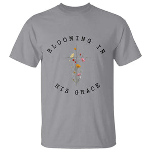 Blooming in His Grace T Shirt Boho Wildflower Christian Faith TS14 Sport Gray Print Your Wear